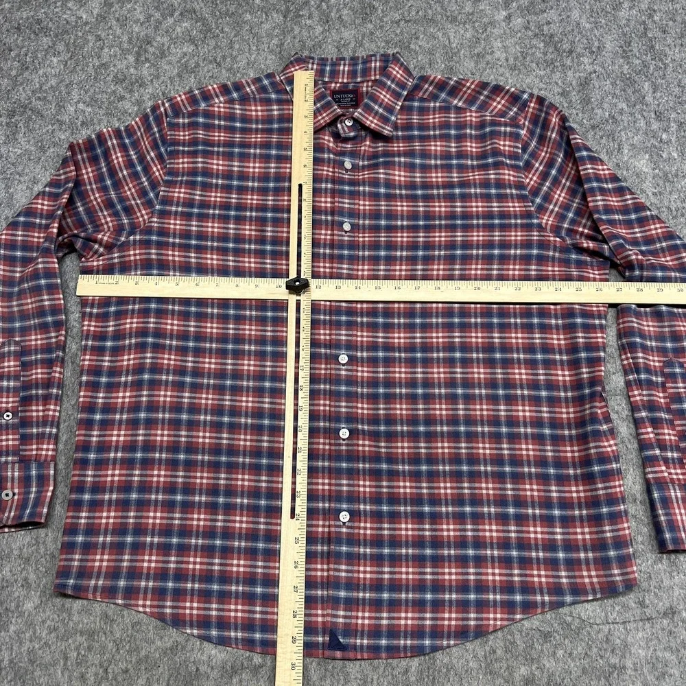 UNTUCKit Shirt Mens XL Red Blue Plaid Radda Relaxed Fit Long Sleeve Button Front